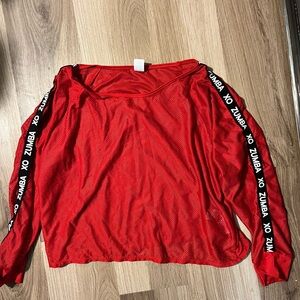 Zumba Fitness Red Mesh Long Sleeve Top
